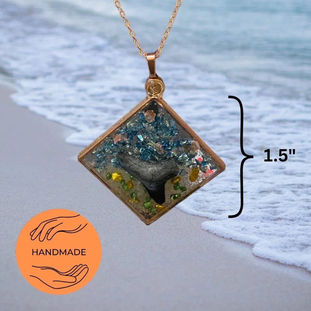 Handmade Shark Tooth Pendant with Necklace